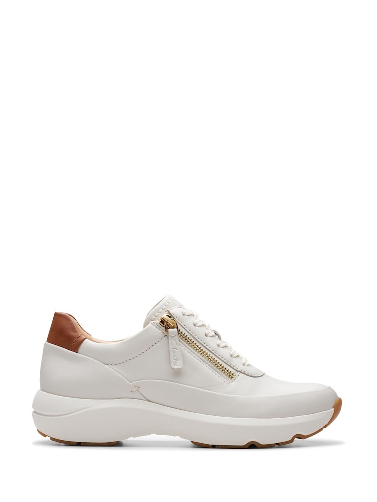 Clarks White Leather Tivoli Zip Shoes - Image 1 of 7