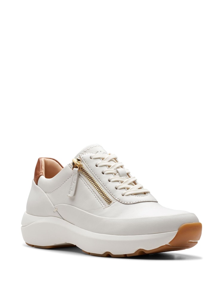 Clarks White Leather Tivoli Zip Shoes - Image 2 of 7