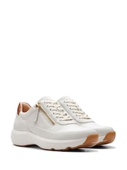 Clarks White Leather Tivoli Zip Shoes - Image 3 of 7
