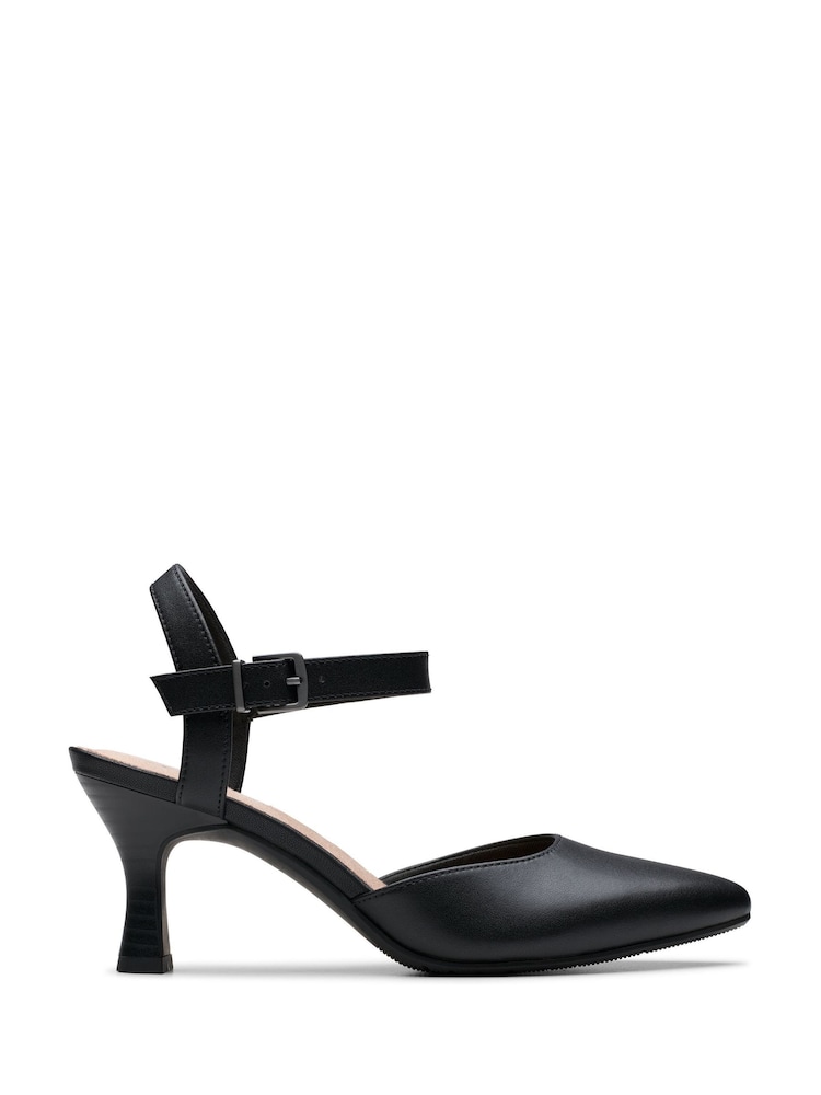 Clarks Black Wide Fit (E) Wide Fit Leather Kataleyna Cora Shoes - Image 1 of 7
