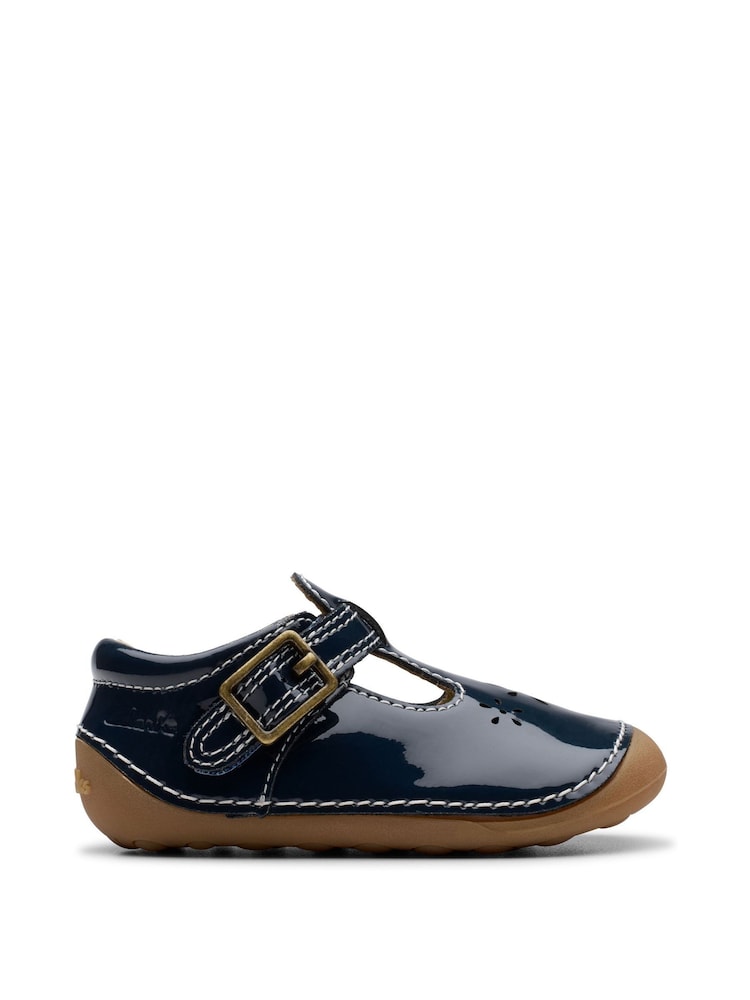 Clarks Blue Standard Fit (F) Patent Tiny Skip Toddler Shoes - Image 1 of 7