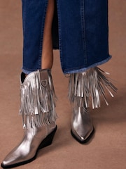 Mint Velvet Annie Fringe Cowboy Boots - صورة 1 من 5