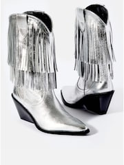 Mint Velvet Annie Fringe Cowboy Boots - صورة 4 من 5