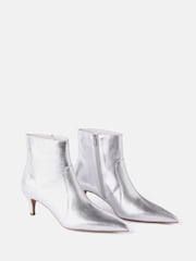 Mint Velvet Silver Kaia Leather Kitten Heel Boots - Image 4 of 5