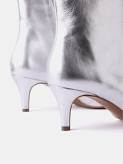 Mint Velvet Silver Kaia Leather Kitten Heel Boots - Image 5 of 5