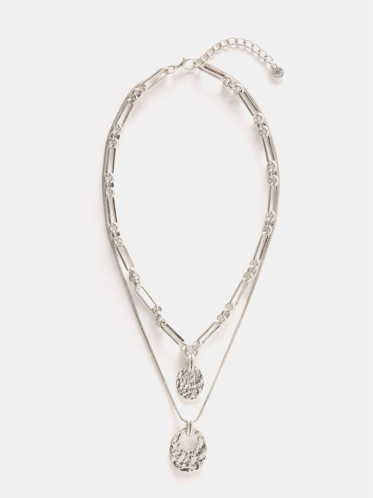 Mint Velvet Silver Tone Layered Necklace - Image 1 of 4