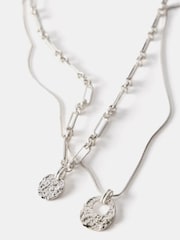 Mint Velvet Silver Tone Layered Necklace - Image 3 of 4