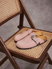 Mint Velvet Pink Roz Pink Western Suede Clogs - Image 2 of 7