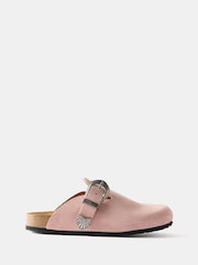 Mint Velvet Pink Roz Pink Western Suede Clogs - Image 4 of 7