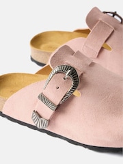 Mint Velvet Pink Roz Pink Western Suede Clogs - Image 6 of 7