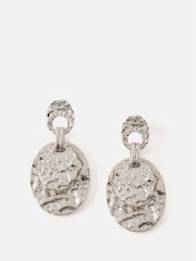 Mint Velvet Silver Tone Textured Earrings - Image 2 of 4