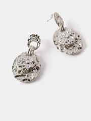 Mint Velvet Silver Tone Textured Earrings - Image 3 of 4