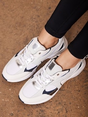 Mint Velvet White Becky Suede Panel Trainers - Image 1 of 6