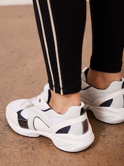 Mint Velvet White Becky Suede Panel Trainers - Image 2 of 6