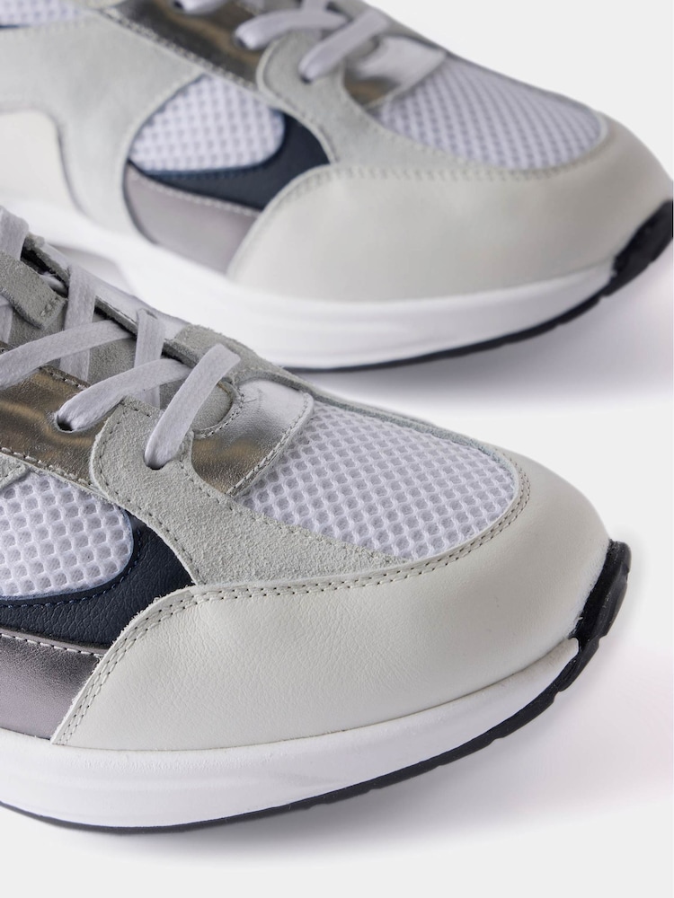 Mint Velvet White Becky Suede Panel Trainers - Image 6 of 6