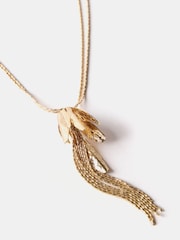 Mint Velvet Gold Tone Floral Print Pendant Necklace - Image 3 of 3