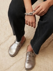 Mint Velvet Silver Roz Metallic Clogs - Image 2 of 6