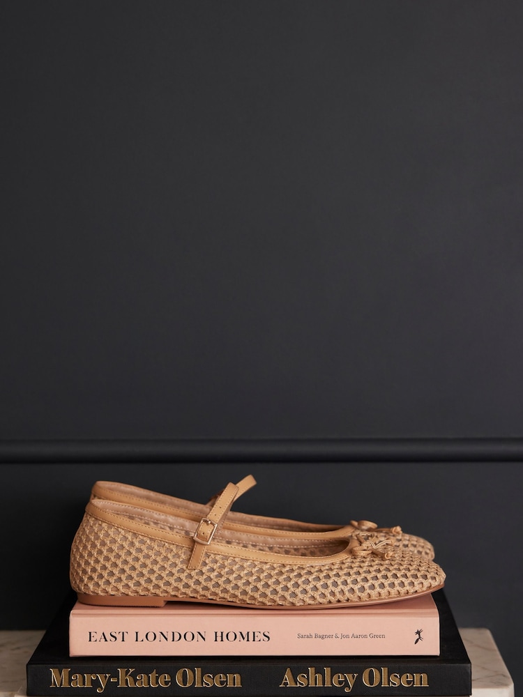 Mint Velvet Cream Sara Mesh Ballet Flat Shoes - Image 2 of 6