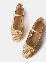 Mint Velvet Cream Sara Mesh Ballet Flat Shoes - Image 4 of 6