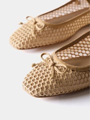 Mint Velvet Cream Sara Mesh Ballet Flat Shoes - Image 6 of 6