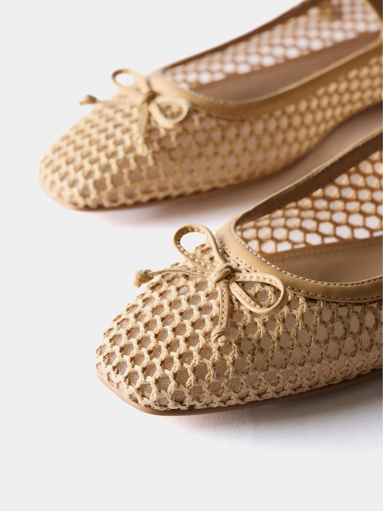 Mint Velvet Cream Sara Mesh Ballet Flat Shoes - Image 6 of 6