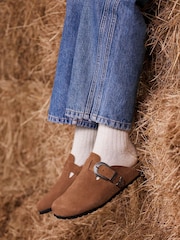 Mint Velvet Brown Roz Suede Western Clogs - Image 1 of 5