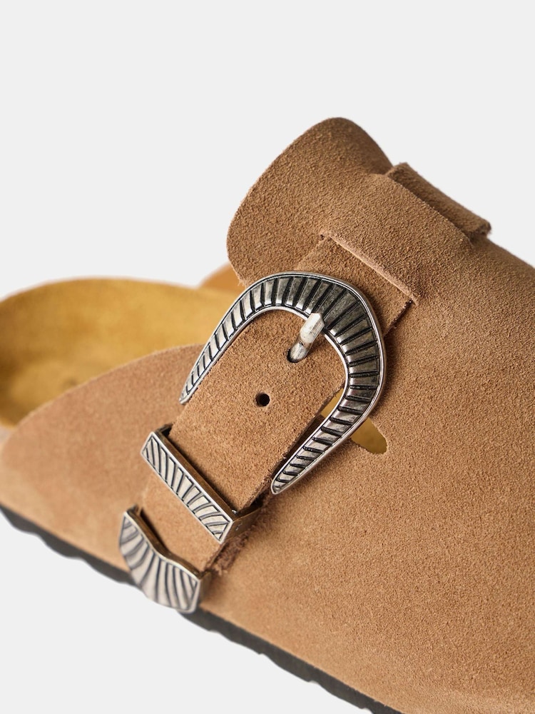 Mint Velvet Brown Roz Suede Western Clogs - Image 4 of 5