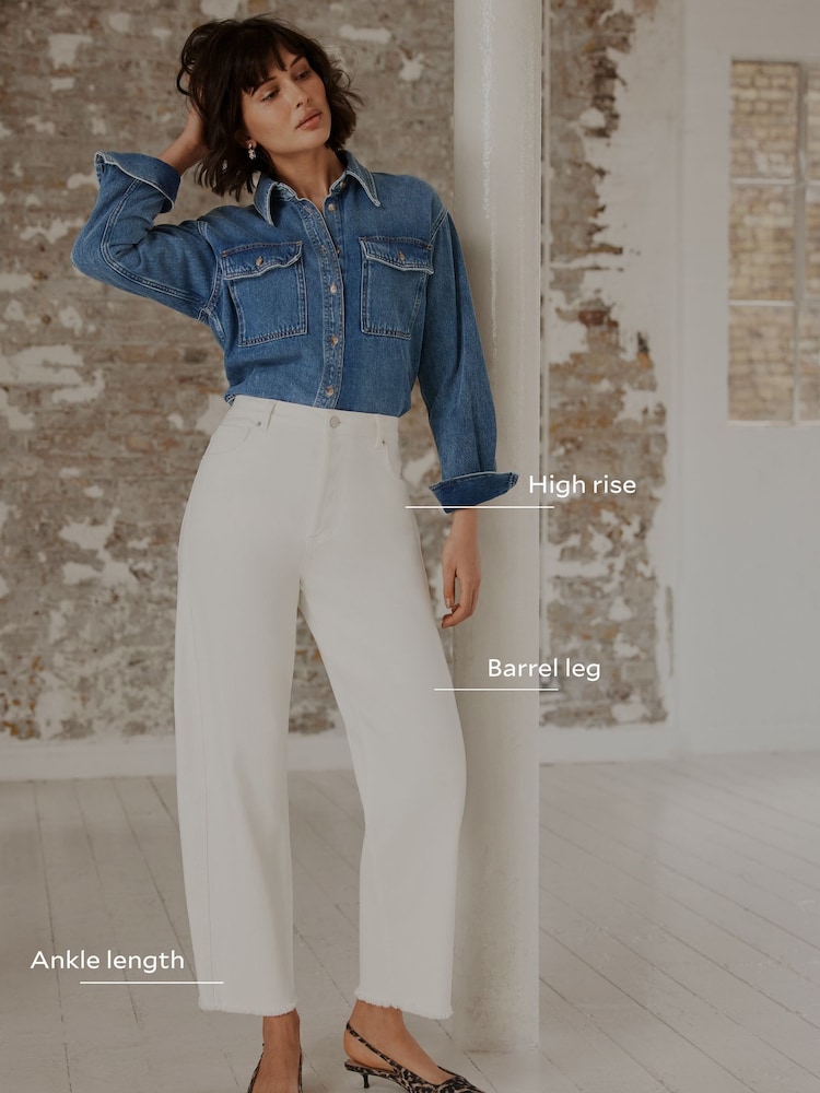 Mint Velvet White Tapered Barrel Jeans - Image 2 of 8 Mint Velvet White Tapered Barrel Jeans - Image 2 of 8