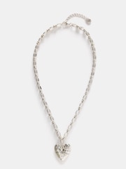 Mint Velvet Silver Tone Heart Necklace - Image 1 of 3