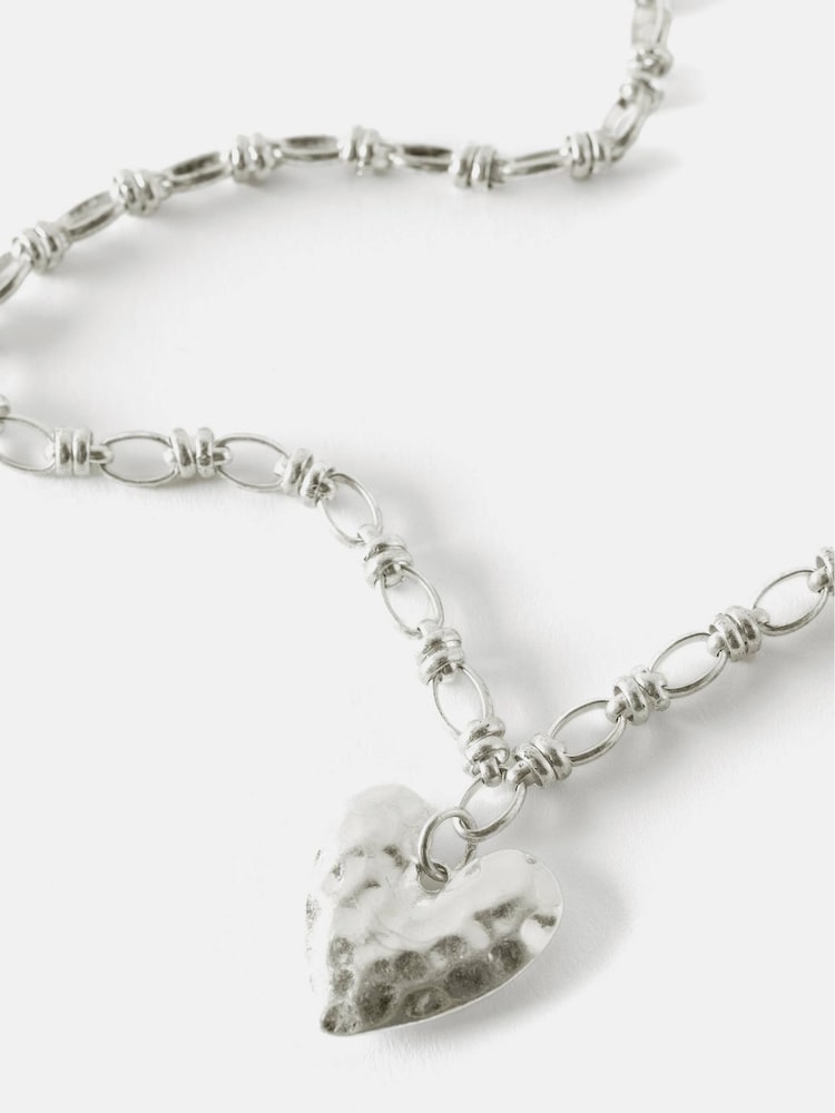 Mint Velvet Silver Tone Heart Necklace - Image 3 of 3