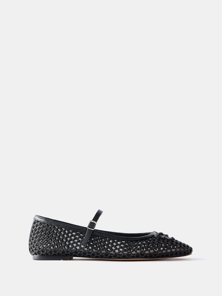 Mint Velvet Black Sara Mesh Ballet Flat Shoes - Image 2 of 4 Mint Velvet Black Sara Mesh Ballet Flat Shoes - Image 2 of 4