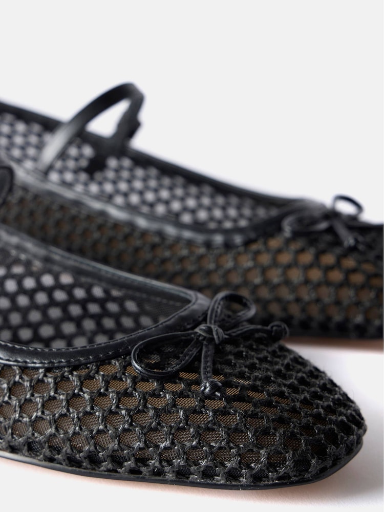 Mint Velvet Black Sara Mesh Ballet Flat Shoes - Image 3 of 4