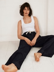 Mint Velvet Blue Dark Tie Waist Wide Jeans - Image 1 of 1