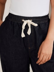 Mint Velvet Blue Dark Tie Waist Wide Jeans - Image 4 of 8