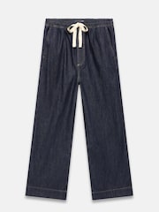 Mint Velvet Blue Dark Tie Waist Wide Jeans - Image 6 of 8