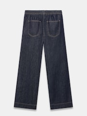Mint Velvet Blue Dark Tie Waist Wide Jeans - Image 7 of 8