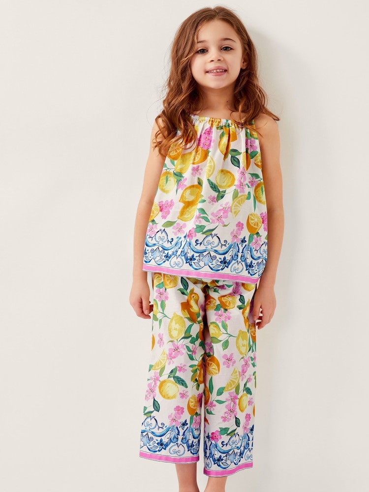 Monsoon Lemon Print Cami 100% Cotton Top and Trousers Set - Bild 1 von 4 Monsoon Lemon Print Cami 100% Cotton Top and Trousers Set - Bild 1 von 4