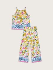 Monsoon Yellow Lemon Print Cami 100% Cotton Top and Trousers Set - Image 2 of 3