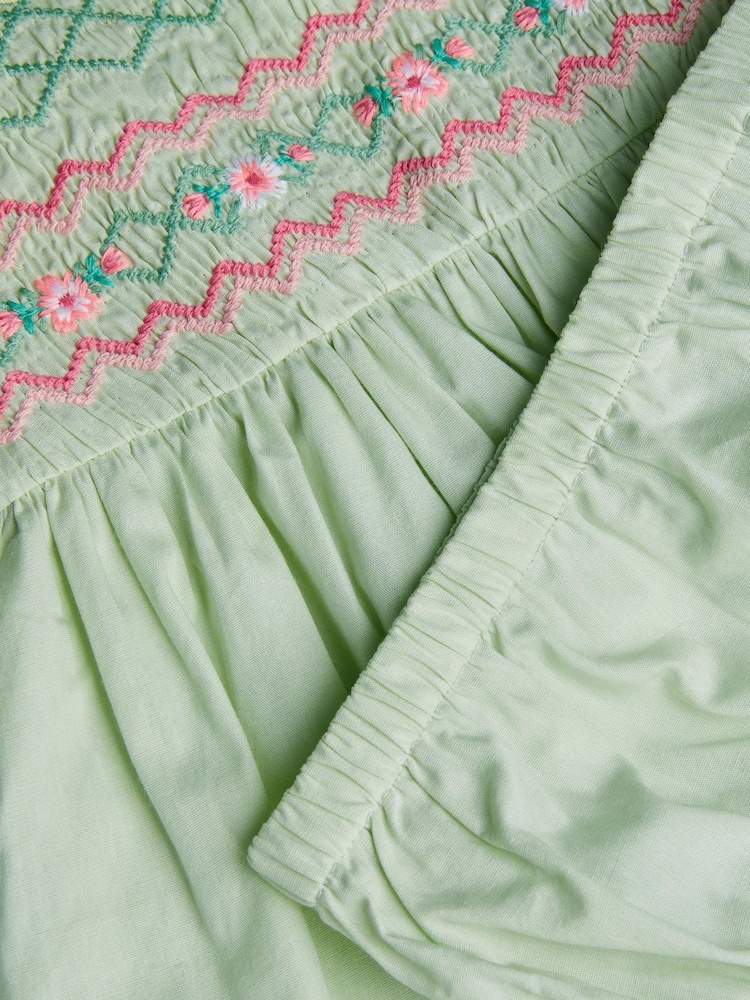 Conjunto de braguitas y vestido fruncido de algodón 100 % con bordados para bebé de Monsoon - Imagen 3 de 3