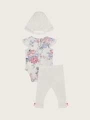 Monsoon Newborn 100% Cotton Floral Pointelle 3-Piece Set - Image 2 of 3