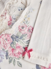 Monsoon Newborn 100% Cotton Floral Pointelle 3-Piece Set - Image 3 of 3