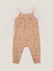 Monsoon Yellow Baby Frill Blouse and Floral Print 100% Cotton Romper Set - Image 3 of 3