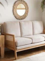 Birlea Brown Ida Rattan & Fabric 3 Seater - Image 1 of 5