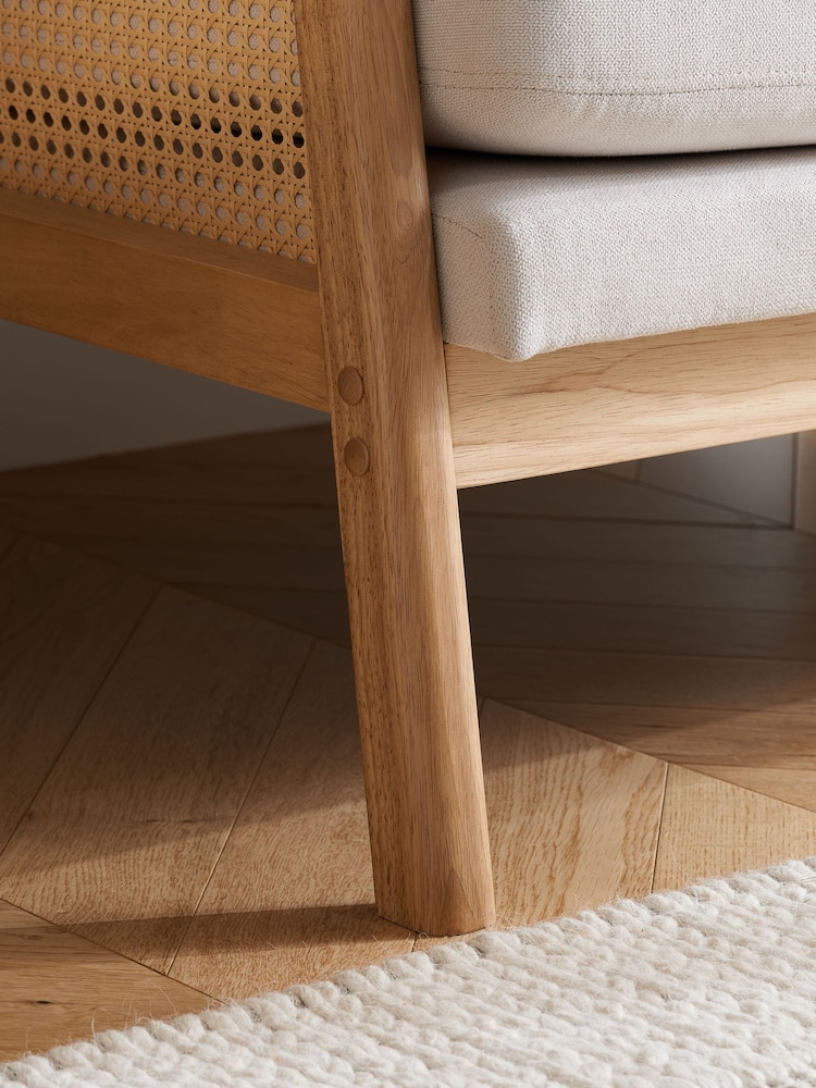 Birlea Brown Ida Rattan & Fabric 3 Seater - Image 2 of 5