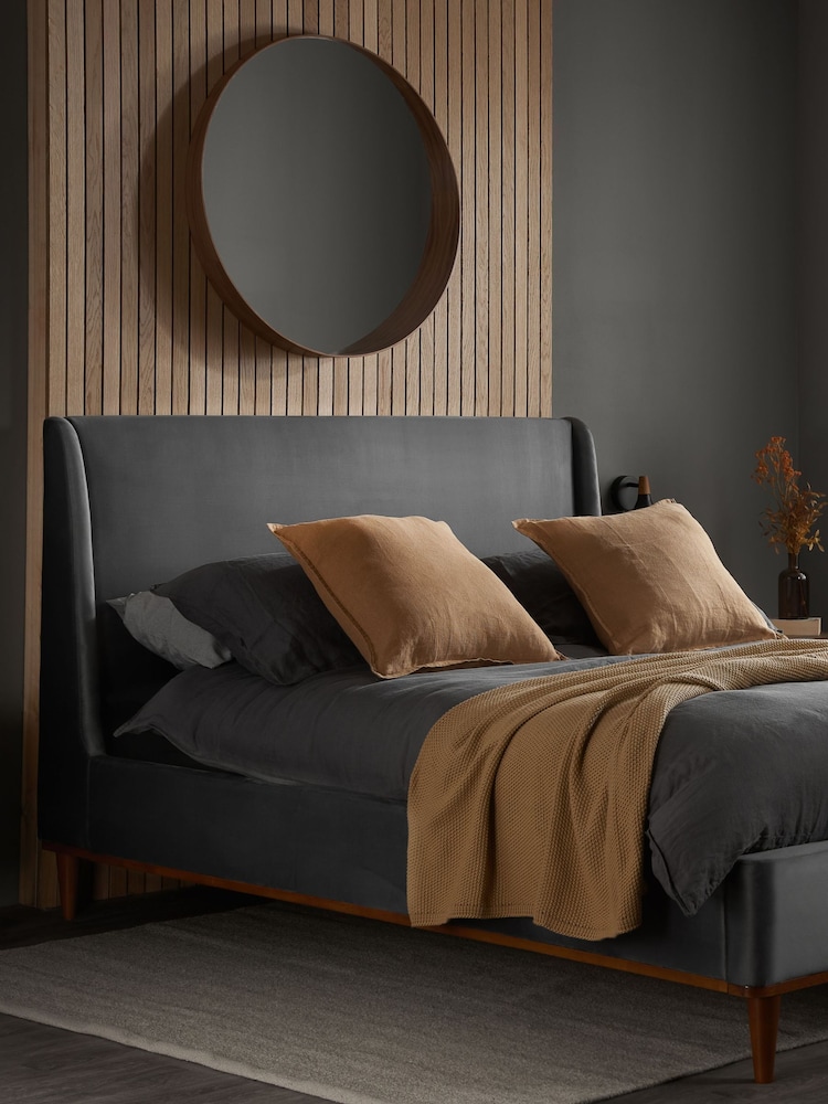 Birlea Grey Lincoln Upholstered Velvet Bed - Image 1 of 5