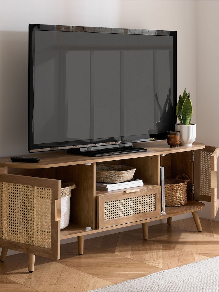 Birlea White Noah Rattan TV Unit - Image 2 of 5 Birlea White Noah Rattan TV Unit - Image 2 of 5