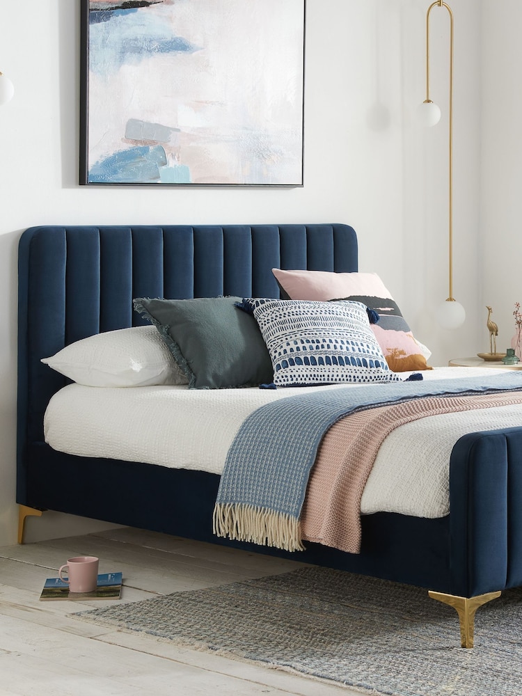 Birlea Midnight Blue Olive Upholstered Bed - Image 1 of 8