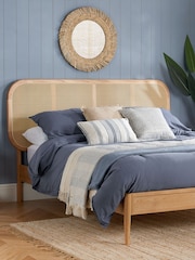 Birlea Oak Elina Rattan & Wooden Bed - Image 1 of 4