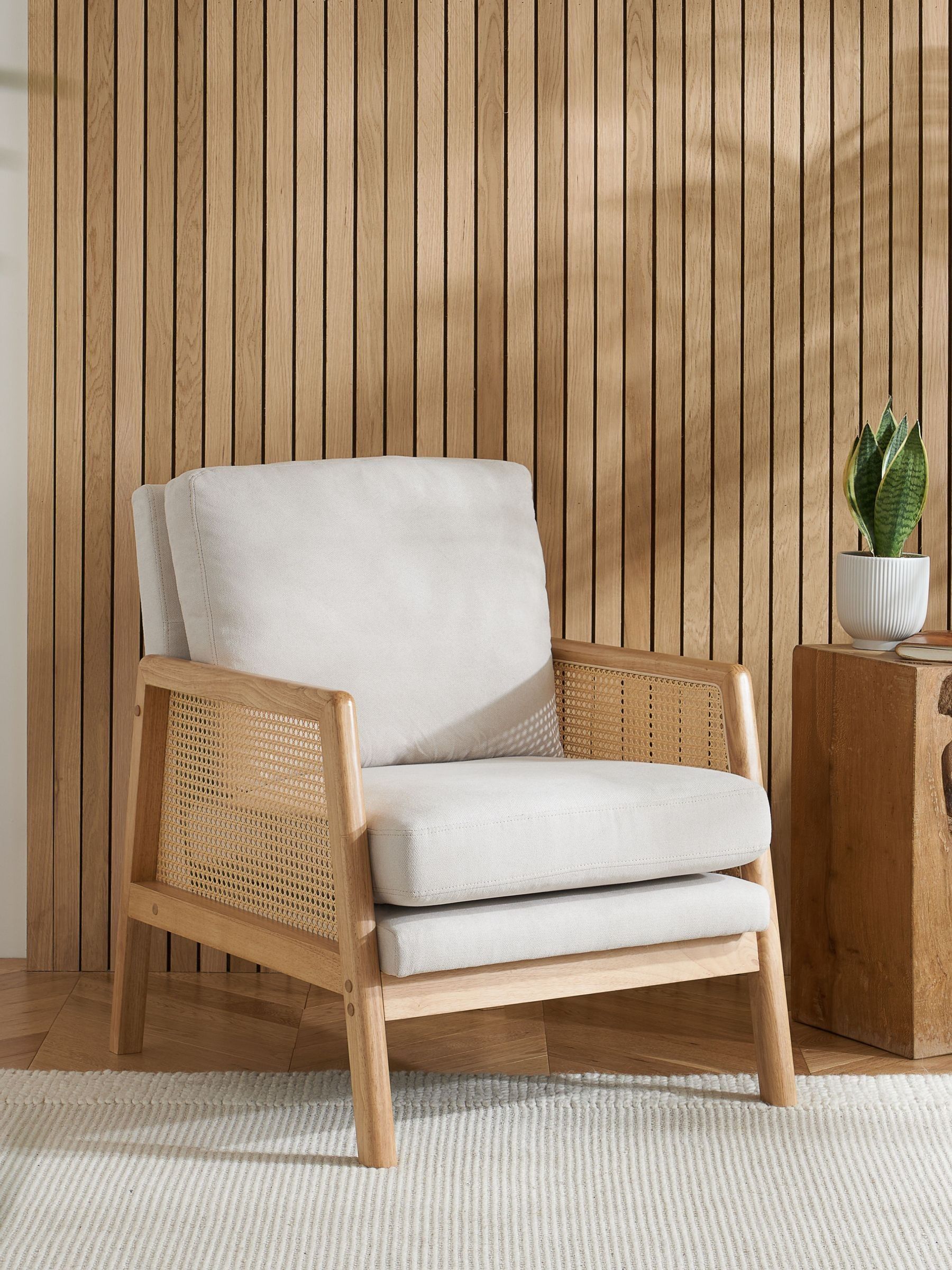 Birlea Unisex Brown Ida Rattan & Fabric Chair - Image 1
