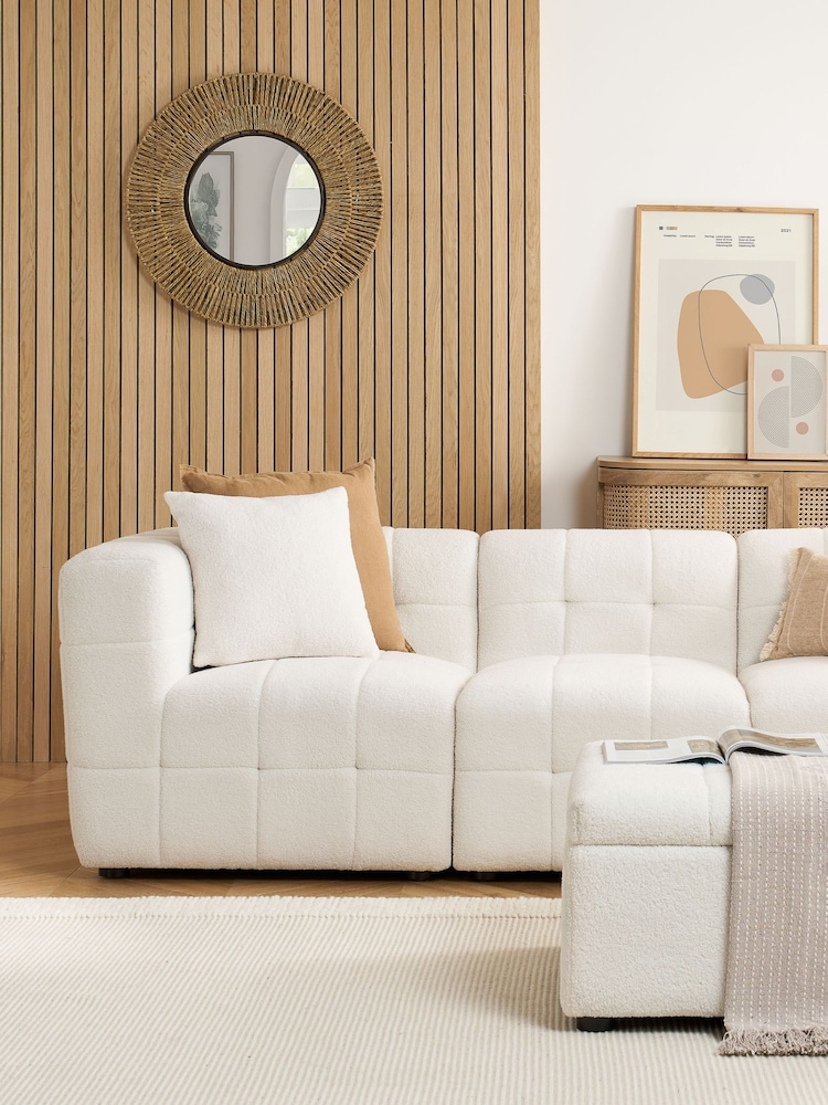 Birlea White Milo Boucle 3 Seater Corner Chaise Sofa - Image 1 of 8